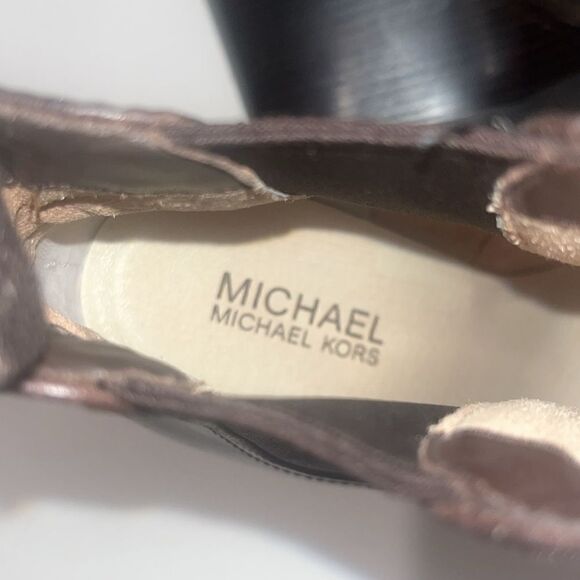 New Michael Michael Kors brown rustic leather 4” wedge boots - Picture 5 of 5